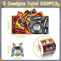 Haooryx 300pcs Armor of God Scene DIY Sticker Roll, Make Your Own Knight Castle Sticker Decals Armor of God Faith Cartoon Medieval Armor Mix and Match Religious Sticker for Sunday School VBS Supply