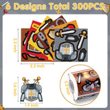 Haooryx 300pcs Armor of God Scene DIY Sticker Roll, Make Your Own Knight Castle Sticker Decals Armor of God Faith Cartoon Medieval Armor Mix and Match Religious Sticker for Sunday School VBS Supply