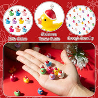 Haooryx 100pcs Christmas Mini Resin Ducks Charms Pendants Colorful Christmas Hat Duck Jewelry Charms Miniature Duck Tiny Figures Ornaments for Xmas Tree Diy Making Bracelet Necklace Earrings Crafts