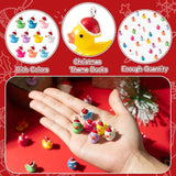 Haooryx 100pcs Christmas Mini Resin Ducks Charms Pendants Colorful Christmas Hat Duck Jewelry Charms Miniature Duck Tiny Figures Ornaments for Xmas Tree Diy Making Bracelet Necklace Earrings Crafts