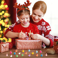 Haooryx 100pcs Christmas Mini Resin Ducks Charms Pendants Colorful Christmas Hat Duck Jewelry Charms Miniature Duck Tiny Figures Ornaments for Xmas Tree Diy Making Bracelet Necklace Earrings Crafts