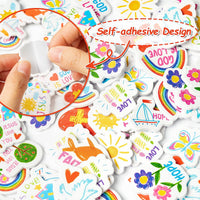 Haooryx 300pcs Religious Cartoon Foam Stickers Sunday School Bible Christian Faith Rainbow Heart Shape Self Adhesive EVA Foam Sticker 3D Puffy Cute Sticker for Kids Rewards Scrapbook Laptops Decor