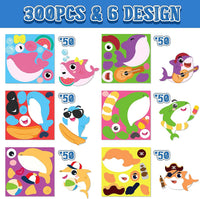 Haooryx 300pcs Ocean Animal Make A Shark Stickers Roll Funny Make Your Own Sea Creature Sticker Mix and Match Shark DIY Sticker for Water Bottles Laptop Kids Birthday Party Favors