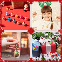 Haooryx 100pcs Christmas Mini Resin Ducks Charms Pendants Colorful Christmas Hat Duck Jewelry Charms Miniature Duck Tiny Figures Ornaments for Xmas Tree Diy Making Bracelet Necklace Earrings Crafts