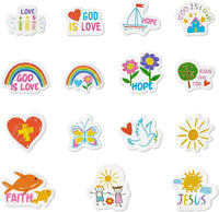 Haooryx 300pcs Religious Cartoon Foam Stickers Sunday School Bible Christian Faith Rainbow Heart Shape Self Adhesive EVA Foam Sticker 3D Puffy Cute Sticker for Kids Rewards Scrapbook Laptops Decor