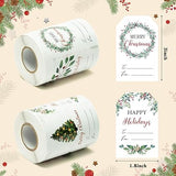 Haooryx 600Pcs Christmas Watercolor Plants Gift Tag Christmas Tree Roll Sticker to from Self Adhesive Name Tag Label for Winter Holiday Festive Presents Package Envelope Seals Cards Decorations