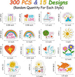 Haooryx 300pcs Religious Cartoon Foam Stickers Sunday School Bible Christian Faith Rainbow Heart Shape Self Adhesive EVA Foam Sticker 3D Puffy Cute Sticker for Kids Rewards Scrapbook Laptops Decor