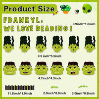 Haooryx 118Pcs Halloween Frankly We Love Reading Green Monster Bride Bulletin Board Classroom Decoration Set, Green Monster Character Cutouts for Halloween Home Party School Chalkboard Wall Decor