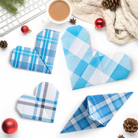 Haooryx 60pcs Winter Season Blue and White Plaid Pattern Paper Set, 11 x 11 Inch Snowflakes Blue and White Buffalo Double-Sided Glossy Origami Paper Christmas DIY Scrapbook Giftwrap Decorative Paper