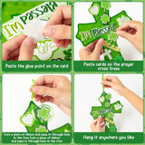 Haooryx 28 Pack St.Patrick's Day Blessings Cross Craft Kit Make Your Own Blessings Thankful Cross Hanging Ornaments Shamrocks DIY Craft Church Christian Sunday School St. Patrick's Day Party Supply