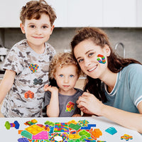 Haooryx 50pcs Building Block Sticker Set, Colorful Bricks Self-Adhesive Sticker Decals Cute Stickers for Building Block Lover Kid’s Birthday Party Supplies Bulk Bricks Sticker for Scrapbook Decor