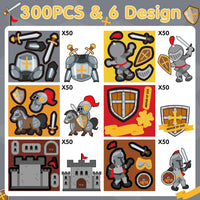 Haooryx 300pcs Armor of God Scene DIY Sticker Roll, Make Your Own Knight Castle Sticker Decals Armor of God Faith Cartoon Medieval Armor Mix and Match Religious Sticker for Sunday School VBS Supply