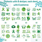 Haooryx 24Sheet Mental Health Awareness Tattoos Temporary Decoration Waterproof Green Ribbon Support Not Stigma Fake Tattoo Sticker for Adult Teens School Fundraiser Event Mental Health Handout Supply
