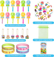 Haooryx 72PCS Candyland Theme Party Favors Candyland Silicone Bracelets Lollipop Whistle Candyland Keychains with Thank You Card and Organza Bags for Kids Birthday Baby Shower Party Goodie Bag Supply