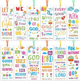 Haooryx 123pcs Bible Verse Bookmarks for Kids, Religious Inspirational Bookmarks Colorful Flower Balloon DIY Book Marks Sunday School Supplies Reading Lovers Gift Goodie Bag Fillers Class Rewards
