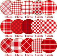 Haooryx 60pcs Valentine’s Day Red Plaid Patterned Paper Set, Double-sided 11’x11’ Heart Pattern Red Buffalo Plaid Scrapbook Specialty Paper Origami Paper for Valentine’s DIY Scrapbook Giftwrap Decor