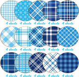 Haooryx 60pcs Winter Season Blue and White Plaid Pattern Paper Set, 11 x 11 Inch Snowflakes Blue and White Buffalo Double-Sided Glossy Origami Paper Christmas DIY Scrapbook Giftwrap Decorative Paper