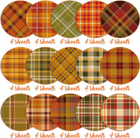 Haooryx 60pcs Fall Theme Patterned Paper 11’x11’ Autumn Buffalo Plaid Double-sided Origami Decorative Paper Maple Plaid Patterned Scrapbook Paper for Fall Thanksgiving Gift Wrap DIY Photo Album Decor