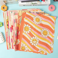 Haooryx 12pcs Hippie Groovy Patterned Cotton Fabric Bundles 22 x 18 Inch Retro Boho Rinbow Floral Printed Fat Quarter Vintage Cute Cotton Fabric for DIY Handmade Sewing Quilting Crafting Patchwork