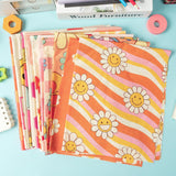 Haooryx 12pcs Hippie Groovy Patterned Cotton Fabric Bundles 22 x 18 Inch Retro Boho Rinbow Floral Printed Fat Quarter Vintage Cute Cotton Fabric for DIY Handmade Sewing Quilting Crafting Patchwork