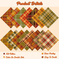 Haooryx 60pcs Fall Theme Patterned Paper 11’x11’ Autumn Buffalo Plaid Double-sided Origami Decorative Paper Maple Plaid Patterned Scrapbook Paper for Fall Thanksgiving Gift Wrap DIY Photo Album Decor