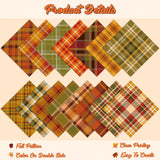 Haooryx 60pcs Fall Theme Patterned Paper 11’x11’ Autumn Buffalo Plaid Double-sided Origami Decorative Paper Maple Plaid Patterned Scrapbook Paper for Fall Thanksgiving Gift Wrap DIY Photo Album Decor