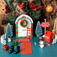 Haooryx 22pcs Christmas Magic Wooden Miniature Fairy Doors Accessories, Christmas Elf Magic Door for Wall Fairies Magical Door Decoration Christmas Party Outdoor Xmas Decor (White Door)