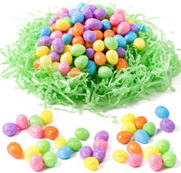 Haooryx 241Pcs Easter Mini Foam Eggs and Grass, Glitter Foam Eggs Bulk Decorative for Easter Party Kids Classroom DIY Craft Favor Supplies Easter Basket Stuffers Spring Party Home Dinner Table Decor