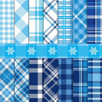 Haooryx 60pcs Winter Season Blue and White Plaid Pattern Paper Set, 11 x 11 Inch Snowflakes Blue and White Buffalo Double-Sided Glossy Origami Paper Christmas DIY Scrapbook Giftwrap Decorative Paper