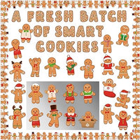 Haooryx 120Pcs Christmas Winter Gingerbread Man Bulletin Board Classroom Decoration Set, Gingerbread Man Pattern Paper Cut-outs for Christmas Theme Party Home School Window Wall Blackboard Decor