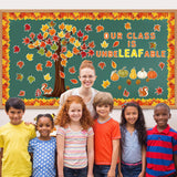 Haooryx 149Pcs Fall Autumn Unbeleafable Artificial Leaves Cutouts Bulletin Board Decoration Set, Fall Leaves Pumpkin Paper Patterned Cut-Outs for Autumn Classroom Blackboard Whiteboard Wall Decor