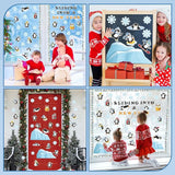 Haooryx 135Pcs Winter Sliding Into A New Year Penguin Bulletin Board Set, Penguin Paper Cut-Outs Blackboard Border Nametag Set for Christmas Party Home School Classroom Whiteboard Window Wall Decora