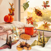 Haooryx 60pcs Fall Theme Patterned Paper 11’x11’ Autumn Buffalo Plaid Double-sided Origami Decorative Paper Maple Plaid Patterned Scrapbook Paper for Fall Thanksgiving Gift Wrap DIY Photo Album Decor