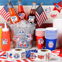 Religious Patriotic Theme Sticker Rolls - Haooryx 1000pcs Religious & Patriotic Sticker American Flag Element Decals Faith Freedom God Bless The USA Religious Sticker for Independence Day Memorial Day