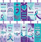 Haooryx 123Pcs Suicide Prevention Awareness Bookmarks, Teal Purple You are Not Alone Never Give Up Stay Tomorrow Needs You Book Marks for Suicide Prevention Awareness Seminar Stationery Supplies
