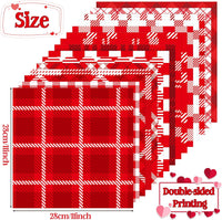Haooryx 60pcs Valentine’s Day Red Plaid Patterned Paper Set, Double-sided 11’x11’ Heart Pattern Red Buffalo Plaid Scrapbook Specialty Paper Origami Paper for Valentine’s DIY Scrapbook Giftwrap Decor