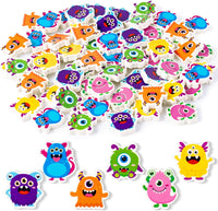 Haooryx 60Pcs Halloween Monster Mini Eraser for Kids Bulk, Cartoon Monster Assorted Pencil Erasers 3D Desk Puzzle Erasers Pet for Student Homework Class Prizes Trick or Treat Party Gift Filler Favor