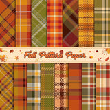 Haooryx 60pcs Fall Theme Patterned Paper 11’x11’ Autumn Buffalo Plaid Double-sided Origami Decorative Paper Maple Plaid Patterned Scrapbook Paper for Fall Thanksgiving Gift Wrap DIY Photo Album Decor