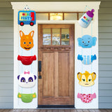 HAOORYX Word Party Action Sign Cutouts Kids Theme Party Banner Decorations Supplies Door Porch Sign for Word Party Birthday Parties Baby Shower Wall Decor Welcome Hanger Sign 10counts