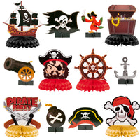 Haooryx 12Pcs Pirate Honeycomb Centerpieces, Table Decorations Honeycomb Balls for Kids Boys Birthday Party Supplies Favour Nautical Theme Party Decoration Favors Baby Shower Decor Photo Booth Props