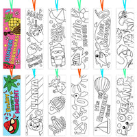 Haooryx 75Pcs Color Your Own Summer Bookmarks Bulk, Kids DIY Coloring Blank Bookmarks Summer Theme Book Marks for Teacher Student Classroom Rewards Supplies Paper Art Craft Kit Party Gift Bag Fillers