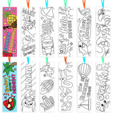Haooryx 75Pcs Color Your Own Summer Bookmarks Bulk, Kids DIY Coloring Blank Bookmarks Summer Theme Book Marks for Teacher Student Classroom Rewards Supplies Paper Art Craft Kit Party Gift Bag Fillers