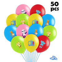 Haooryx 50Pcs Word Party Balloons Party Decorations Supplies Kit, 12 Inches Colorful Latex Balloons Cartoon Word Party Theme Parties Favors for Baby Shower Room Decor Kids Birthday Party Decoration