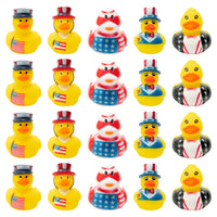 Haooryx 20Pcs Patriotic Rubber Duckies Toys, Novelty Funny Squeeze Ducks Fourth of July Party Supplies Red Blue White Bathtub Duck Toys Baby Shower Float Ducky Independence Day Gift Classroom Reward