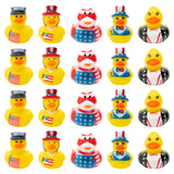 Haooryx 20Pcs Patriotic Rubber Duckies Toys, Novelty Funny Squeeze Ducks Fourth of July Party Supplies Red Blue White Bathtub Duck Toys Baby Shower Float Ducky Independence Day Gift Classroom Reward