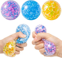 Haooryx 3Pcs Stress Balls for Kids Fidget Toys Colorful Water Bead Filled Sensory Ball Novelty Squeeze Toys for Autism, Anxiety, Ideal Pressure Relief Gifts for Adult Wrist Rehab Therapy Hand Ball
