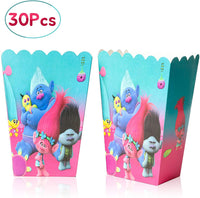 HAOORYX 30 Pack Trolls party popcorn boxes, Candy Container, Trolls Themed Party Decoration Supplies,Great for movie night movie party theme, theater themed decorations or Carnival party circus