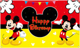 HAOORYX Mickey Happy Birthday Fabric Banner Backdrop, Mickey Party Decorations, Themed Party Favor supplies for Kids Baby Shower Photography Background -72.8 x 43.3 inch