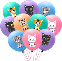 Haooryx 52Pcs Cat Balloon Birthday Decorations Including 5 Styles Cute Cartoon Kitten Print Latex Balloons Bouquets Adoption Pet Animal Party Favors Decor Supplies Photo Prop for Kids Boys Baby Shower