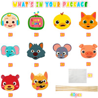 Haooryx 30Pcs JJ Melon Centerpieces Decorations Stick Table Toppers, Birthday Party Favor Double Sided Cake Topper Photo Booth Props for Kids Super Baby JoJo Theme Party Supplies Baby Shower Decor